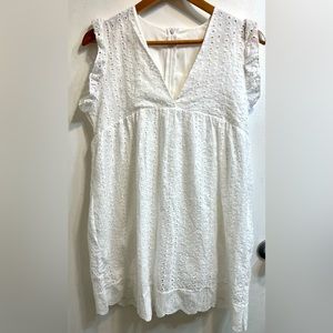 White Eyelet Sleeveless Dress - Size Medium